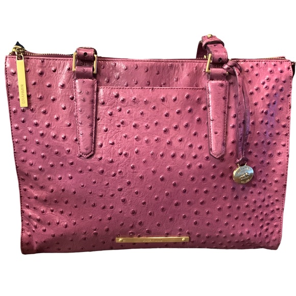 Brahmin Handbags - Brahmin Tori Tote Ostrich Fig Normandy Bag Purse Leather